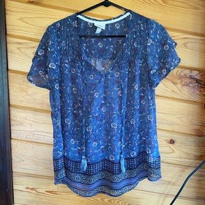 Knox Rose • Sheer Flowy Blouse • Womens Medium